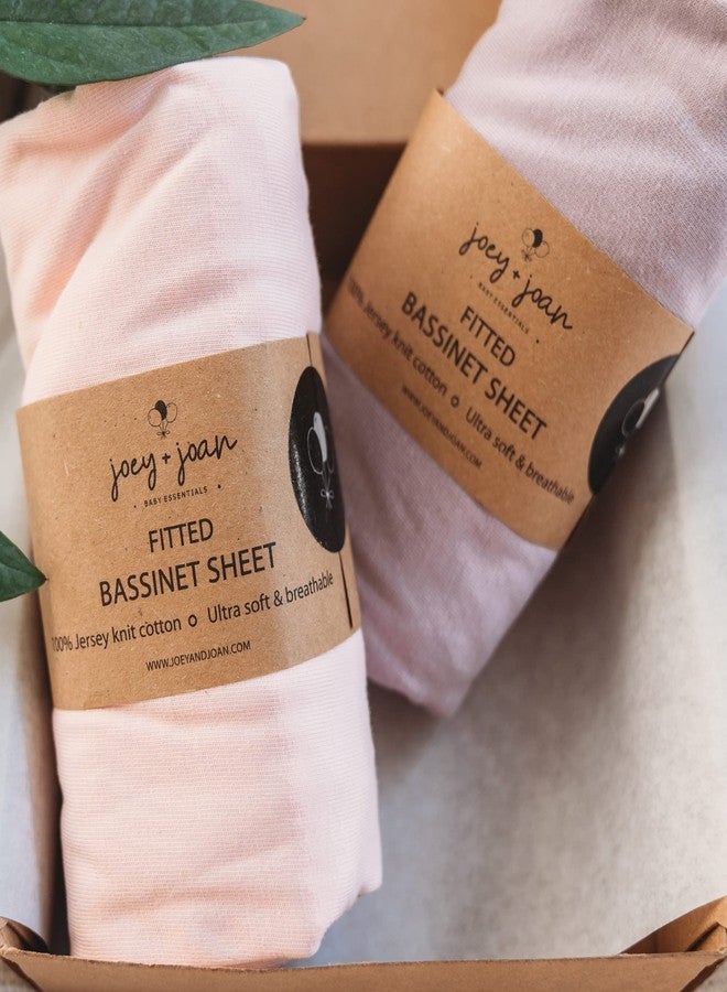 Joey + Joan Bassinet Sheets Compatible with 4moms Mamaroo Sleep Bassinet - Fits 18 x 30 Inch Oval Bassinet Mattress – Snuggly Soft 100% Jersey Cotton – 2 Pack – Pale Pink + Lilac – 2 Pack - Image 1